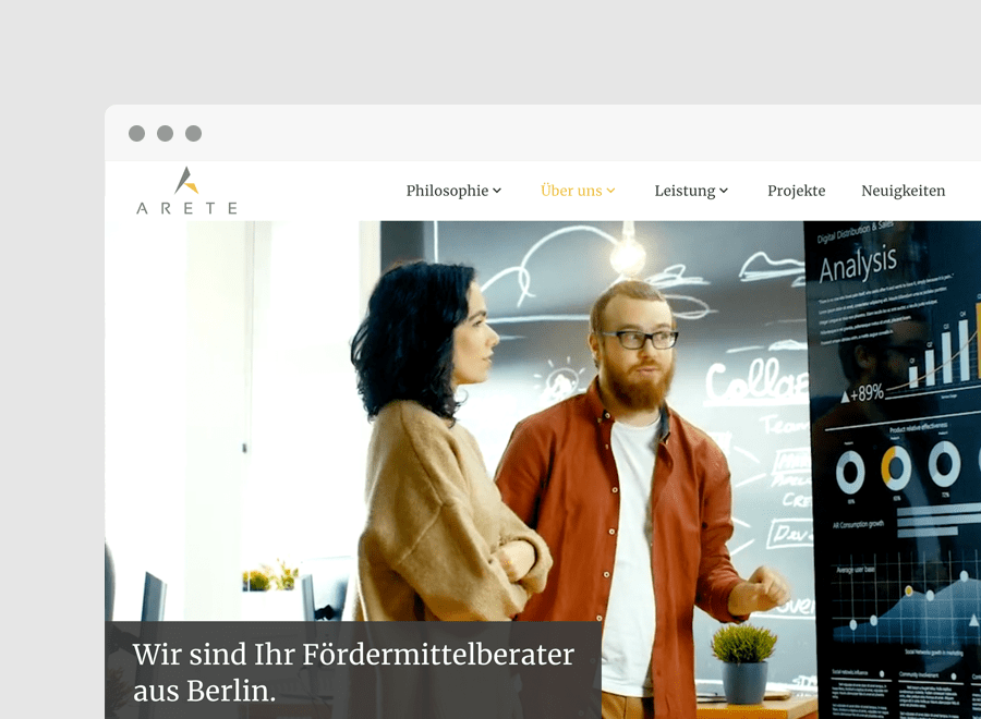 Vorschau der WordPress Website der Arete Fördermittelberatung aus Berlin