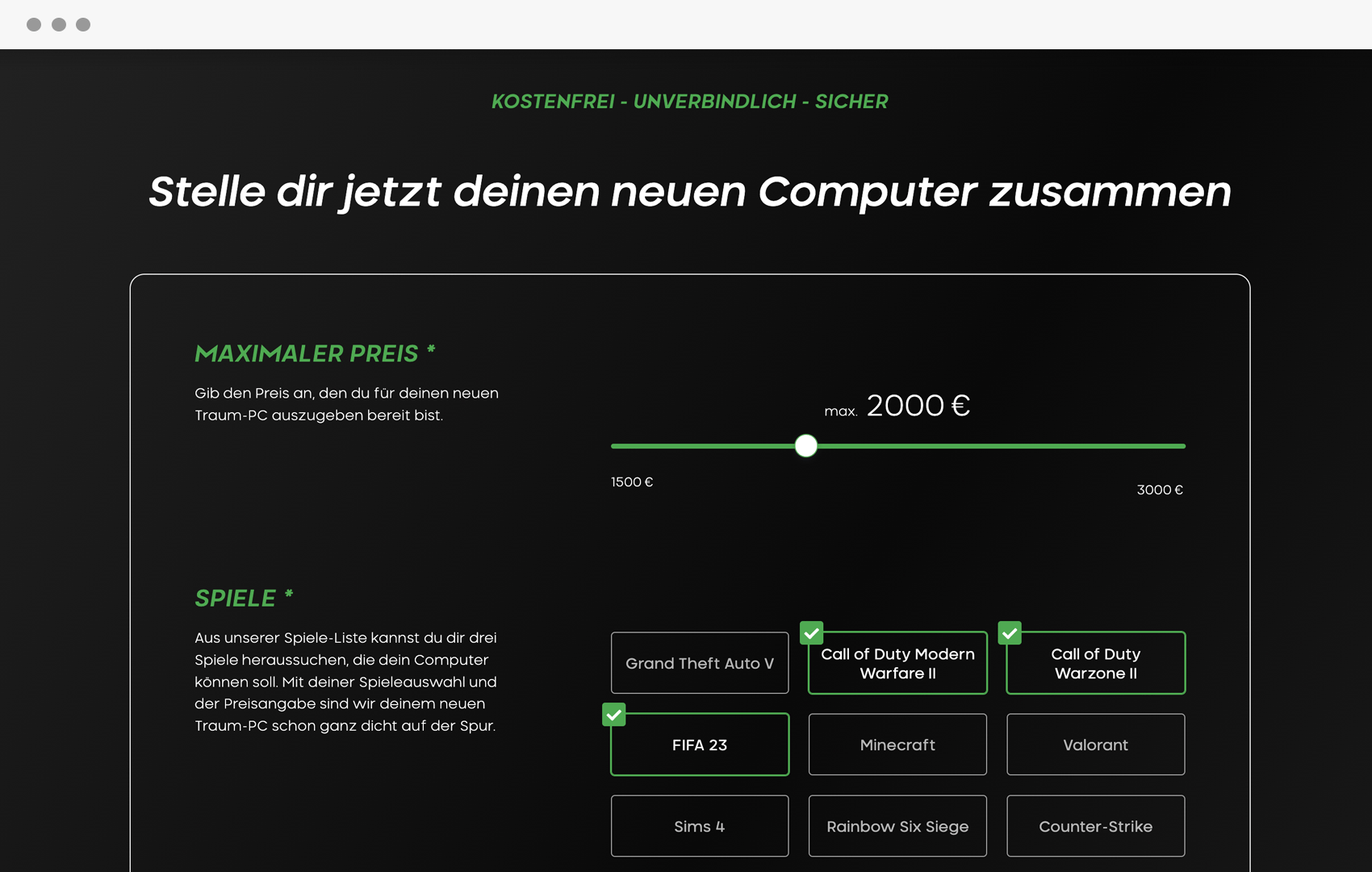 Vorschau der WordPress Website für DEIN-TRAUMPC.de