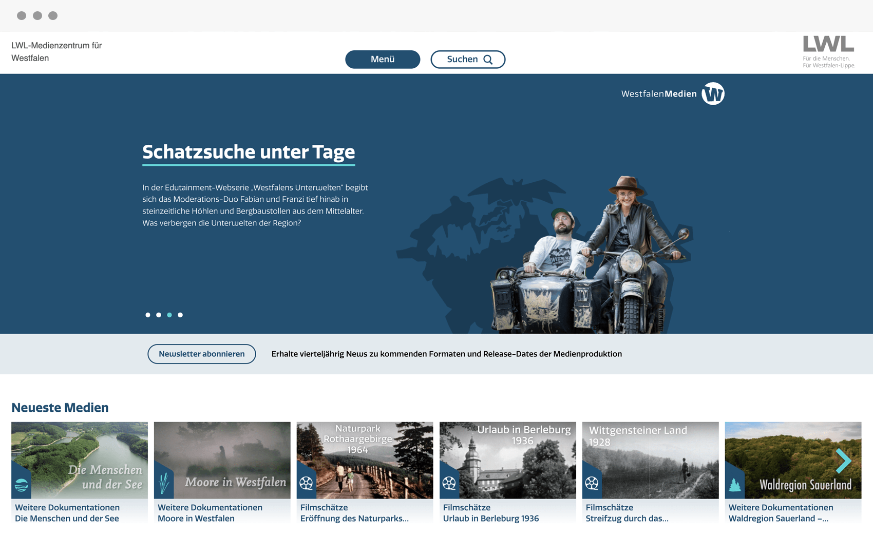 LWL WestfalenMedien Einblick in Webseite