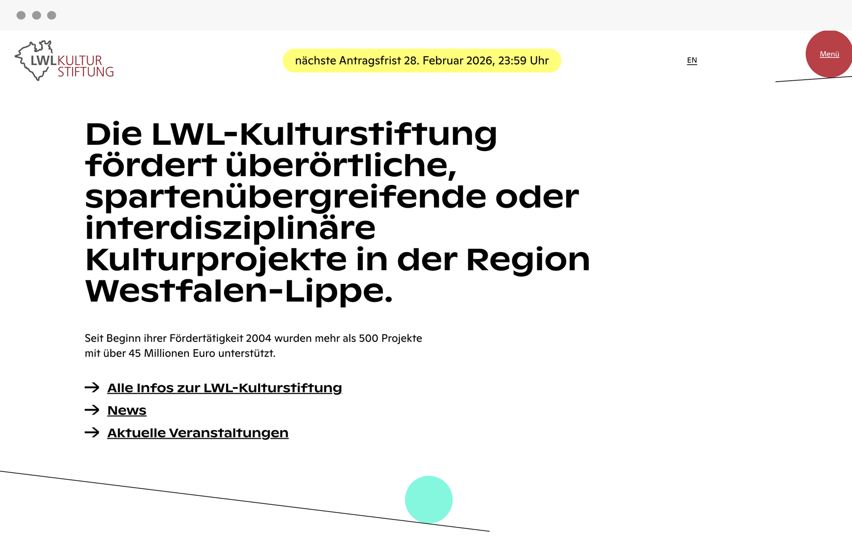 Website der LWL Kulturstiftung